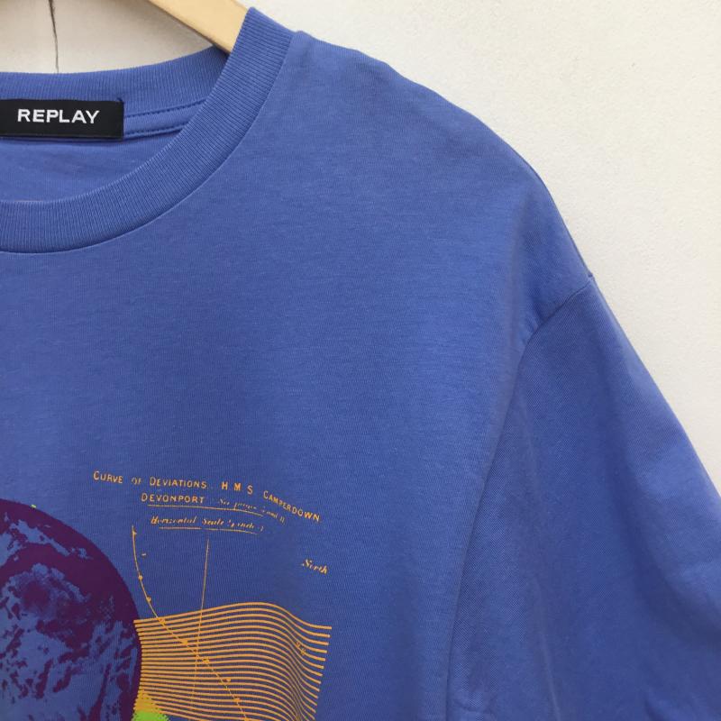 リプレイ REPLAY Tシャツ 半袖 REPLAY ベーシックジャージー グラフィックプリント Tシャツ M プリント 青 / ブルー / blue メンズ USED 古着 中古 10154396