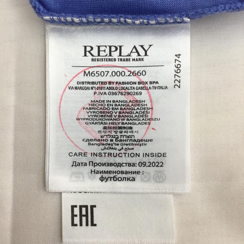 リプレイ REPLAY Tシャツ 半袖 REPLAY ベーシックジャージー グラフィックプリント Tシャツ M プリント 青 / ブルー / blue メンズ USED 古着 中古 10154396