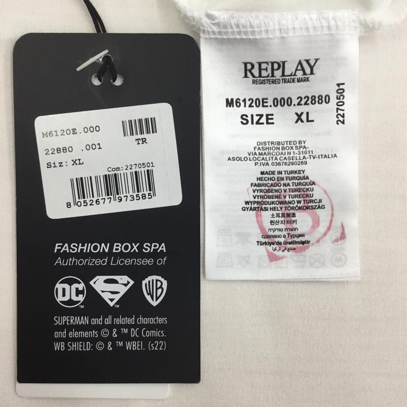 リプレイ REPLAY Tシャツ 半袖 REPLAY スーパーマン プリント Tシャツ ホワイト XL キャラクター 白 / ホワイト / white メンズ USED 古着 中古 10154400