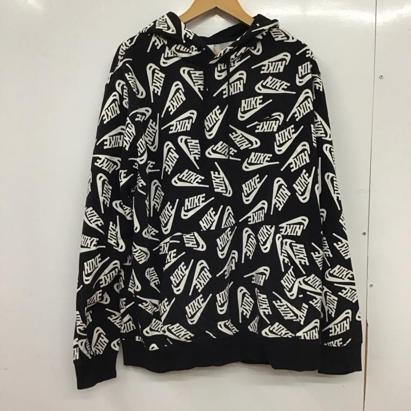 ナイキ NIKE パーカー 長袖 長袖パーカー プルオーバーパーカー スウェット XXL ロゴ、文字 白 / ホワイト / white X 黒 / ブラック / black メンズ USED 古着 中古 10154405