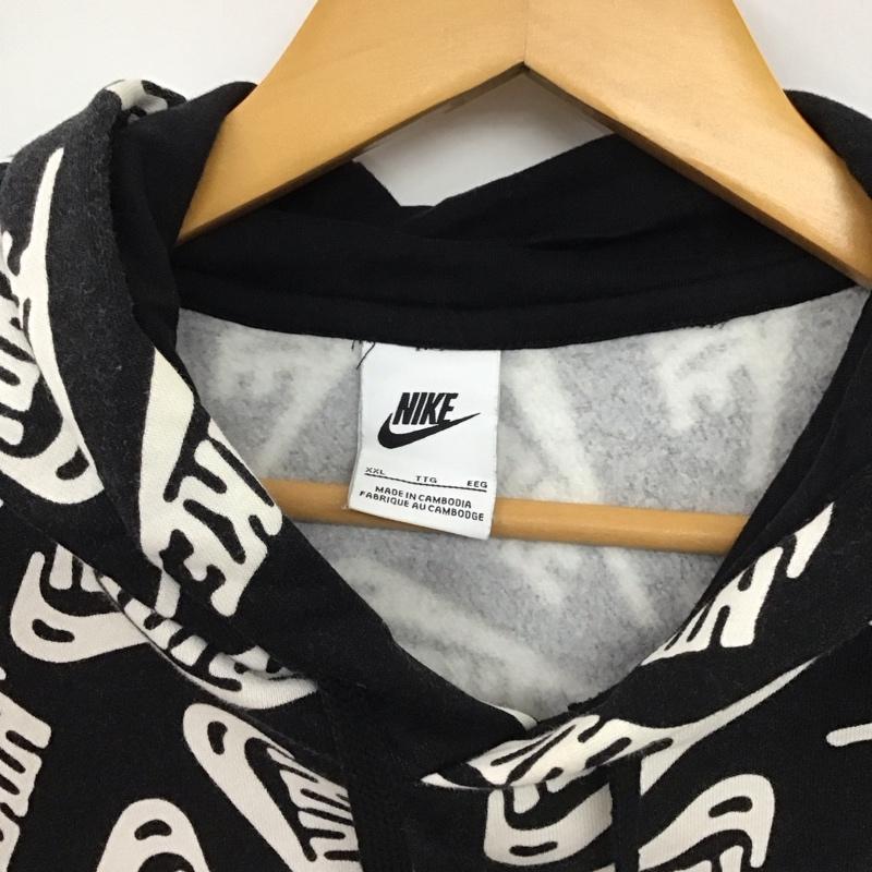 ナイキ NIKE パーカー 長袖 長袖パーカー プルオーバーパーカー スウェット XXL ロゴ、文字 白 / ホワイト / white X 黒 / ブラック / black メンズ USED 古着 中古 10154405