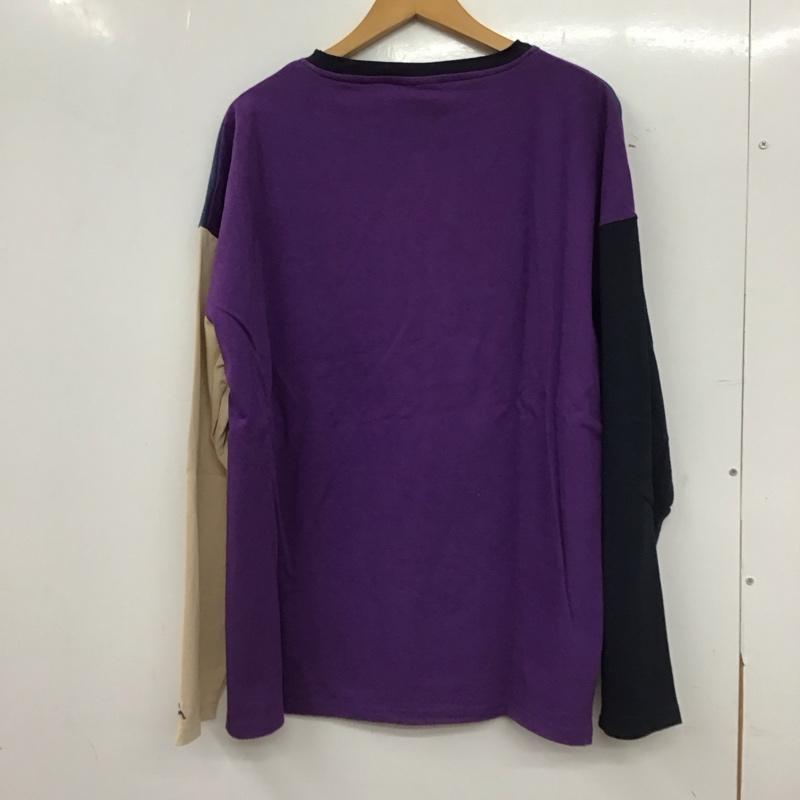 マウンテンマニア mountainmania カットソー 長袖 長袖カットソー プリントカットソー クルーネック XL ロゴ、文字 紫 / パープル / purple X ベージュ / ベージュ / beige X 紺 / ネイビー / navy メンズ USED 古着 中古 10154406