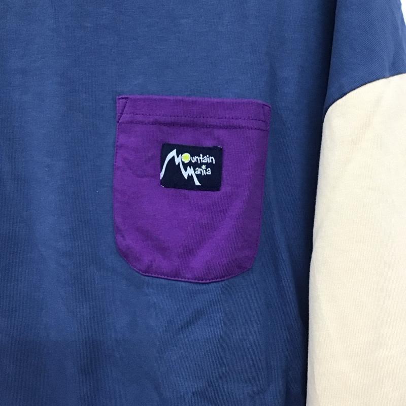 マウンテンマニア mountainmania カットソー 長袖 長袖カットソー プリントカットソー クルーネック XL ロゴ、文字 紫 / パープル / purple X ベージュ / ベージュ / beige X 紺 / ネイビー / navy メンズ USED 古着 中古 10154406