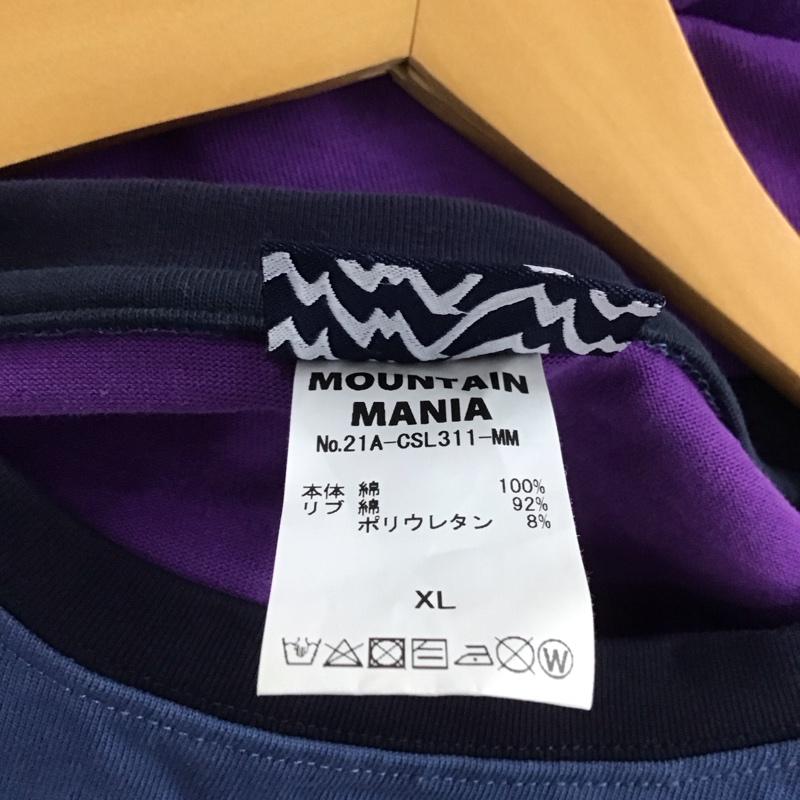 マウンテンマニア mountainmania カットソー 長袖 長袖カットソー プリントカットソー クルーネック XL ロゴ、文字 紫 / パープル / purple X ベージュ / ベージュ / beige X 紺 / ネイビー / navy メンズ USED 古着 中古 10154406