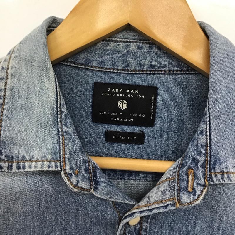ザラメン ZARA MAN シャツ、ブラウス 長袖 デニムシャツ 長袖シャツ M 無地 インディゴ / インディゴ / Indigo メンズ USED 古着 中古 10154409