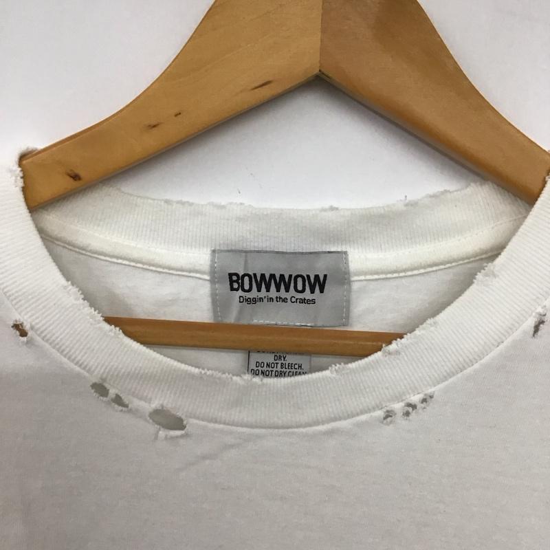 バウワウ Bowwow Tシャツ 半袖 半袖カットソー プリントTシャツ クルーネックカットソー M プリント X ダメージ加工 白 / ホワイト / white メンズ USED 古着 中古 10154430