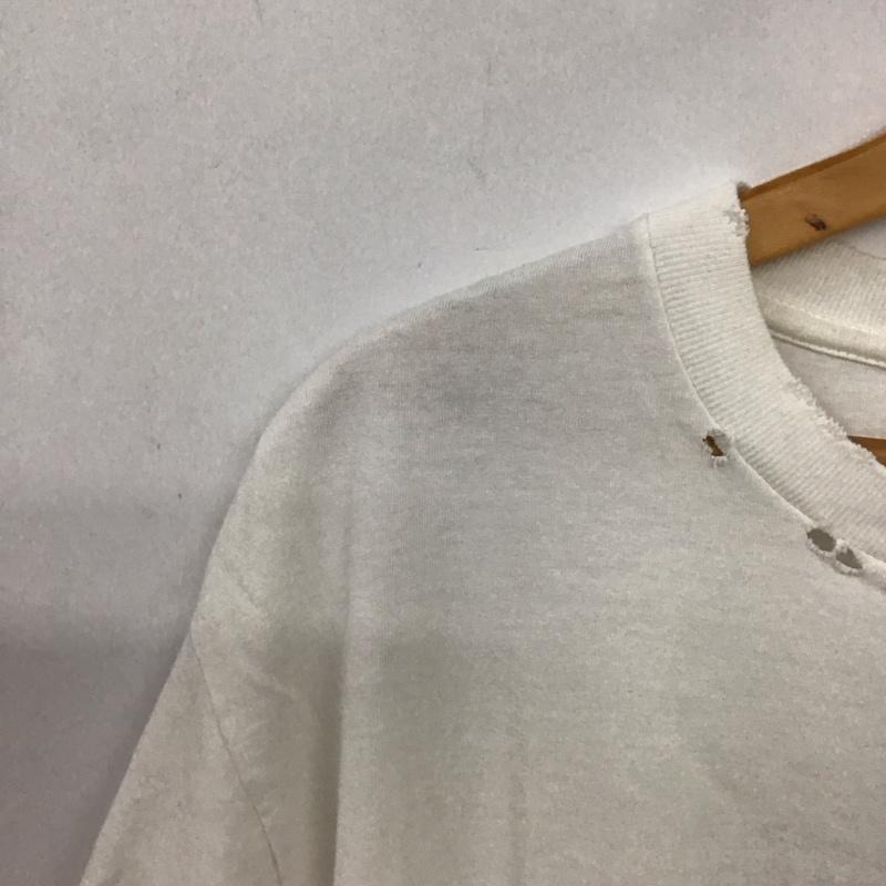 バウワウ Bowwow Tシャツ 半袖 半袖カットソー プリントTシャツ クルーネックカットソー M プリント X ダメージ加工 白 / ホワイト / white メンズ USED 古着 中古 10154430