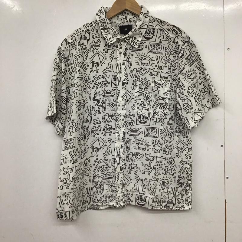ヘンネスアンドモーリッツ H&M シャツ、ブラウス 半袖 半袖シャツ プリントシャツ ポケットシャツ M プリント 白 / ホワイト / white メンズ USED 古着 中古 10154434