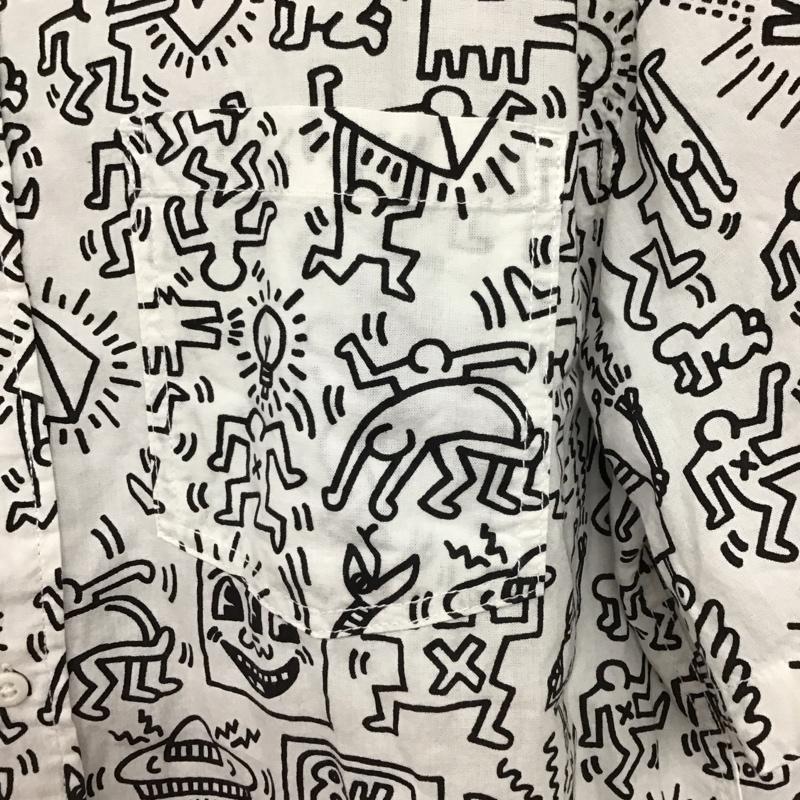 ヘンネスアンドモーリッツ H&M シャツ、ブラウス 半袖 半袖シャツ プリントシャツ ポケットシャツ M プリント 白 / ホワイト / white メンズ USED 古着 中古 10154434