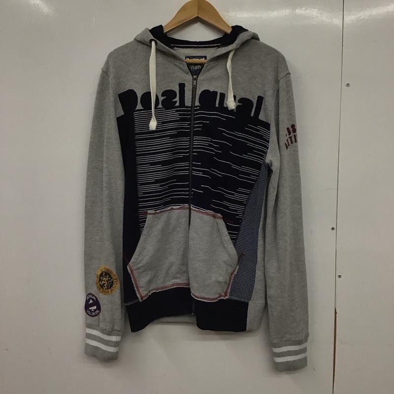 デシグアル Desigual パーカー 長袖 ジップアップパーカー 長袖パーカー カジュアルジャケット S ロゴ、文字 灰 / グレー / gray メンズ USED 古着 中古 10154439