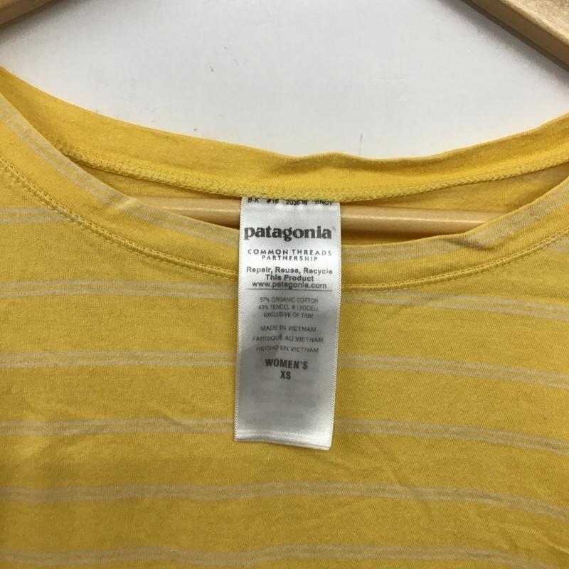 パタゴニア patagonia カットソー 長袖 長袖カットソー プリントカットソー クルーネック XS ボーダー柄 黄 / イエロー / yellow レディース USED 古着 中古 10154452