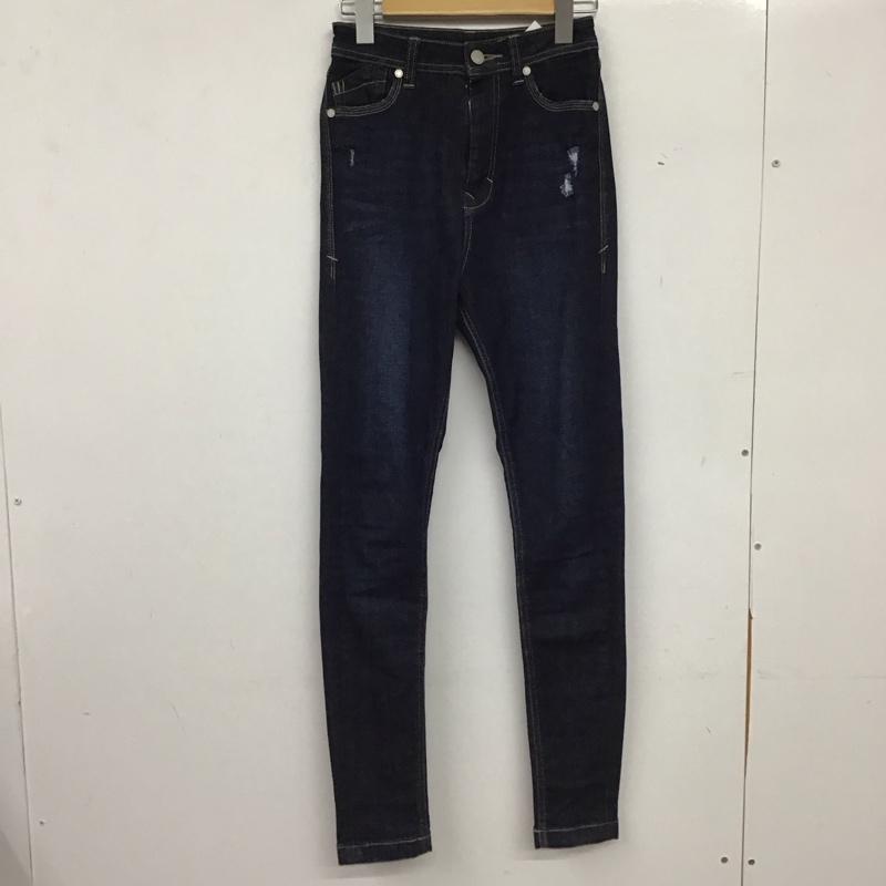 エモダ EMODA パンツ デニム、ジーンズ 042462471301-01 ミニマルジャストウエストパギンス ストレッチパンツ 2 ダメージ加工 インディゴ / インディゴ / Indigo レディース USED 古着 中古 10154457