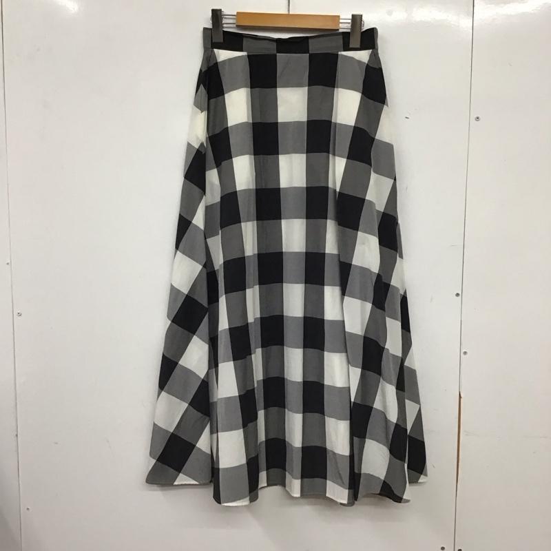 ユナイテッドアローズ UNITED ARROWS スカート ロングスカート ロングスカート フレアスカート カジュアルスカート 38 チェック 白 / ホワイト / white X 黒 / ブラック / black X 灰 / グレー / gray レディース USED 古着 中古 10154461