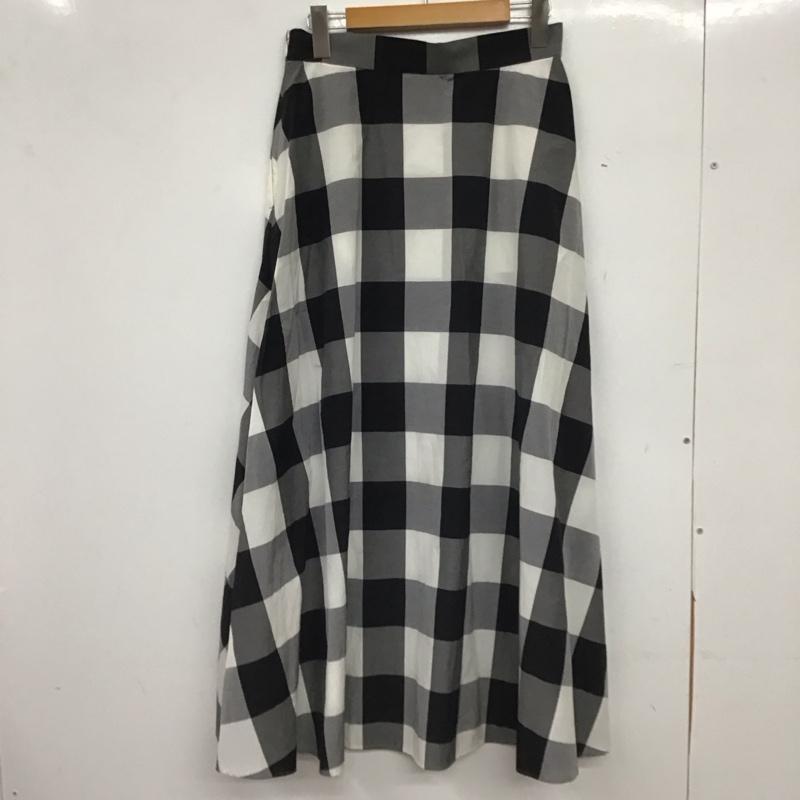 ユナイテッドアローズ UNITED ARROWS スカート ロングスカート ロングスカート フレアスカート カジュアルスカート 38 チェック 白 / ホワイト / white X 黒 / ブラック / black X 灰 / グレー / gray レディース USED 古着 中古 10154461
