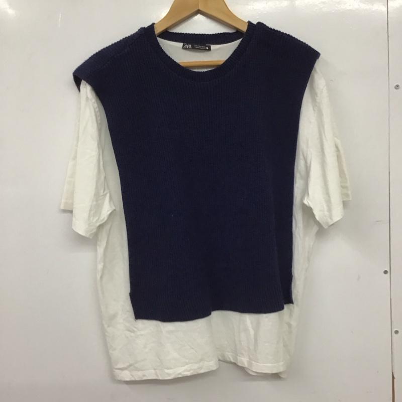 ザラ ZARA カットソー 半袖 半袖カットソー 無地Tシャツ クルーネックカットソー L 無地 白 / ホワイト / white レディース USED 古着 中古 10154464