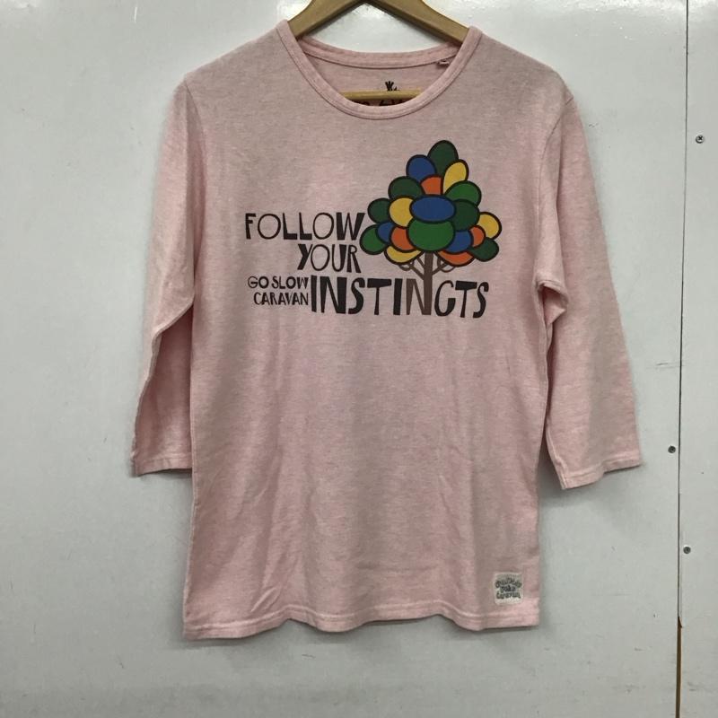 ゴースローキャラバン go slow caravan カットソー 長袖 長袖カットソー プリントカットソー クルーネック 3 プリント 桃 / ピンク / pink レディース USED 古着 中古 10154466