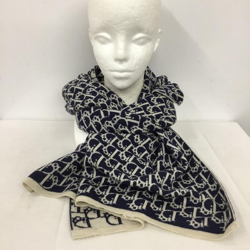 クリスチャンディオール Christian Dior マフラー マフラー 総柄 紺 / ネイビー / navy X オフホワイト / オフホワイト / レディース USED 古着 中古 10154467