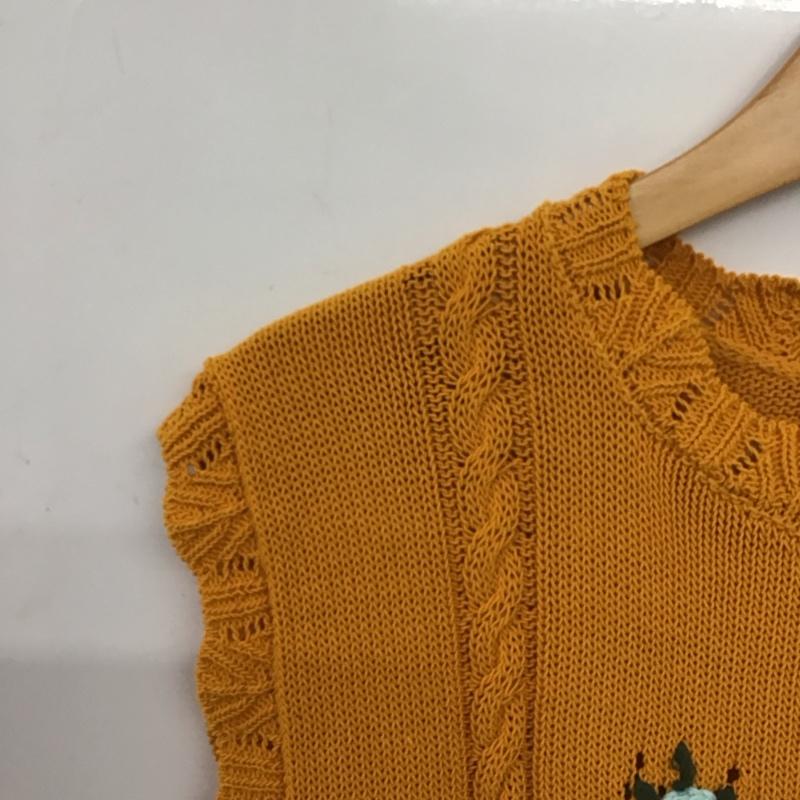 ザラ ZARA ベスト ベスト ニットベスト プルオーバーベスト L 刺繍 橙 / オレンジ / orange レディース USED 古着 中古 10154472