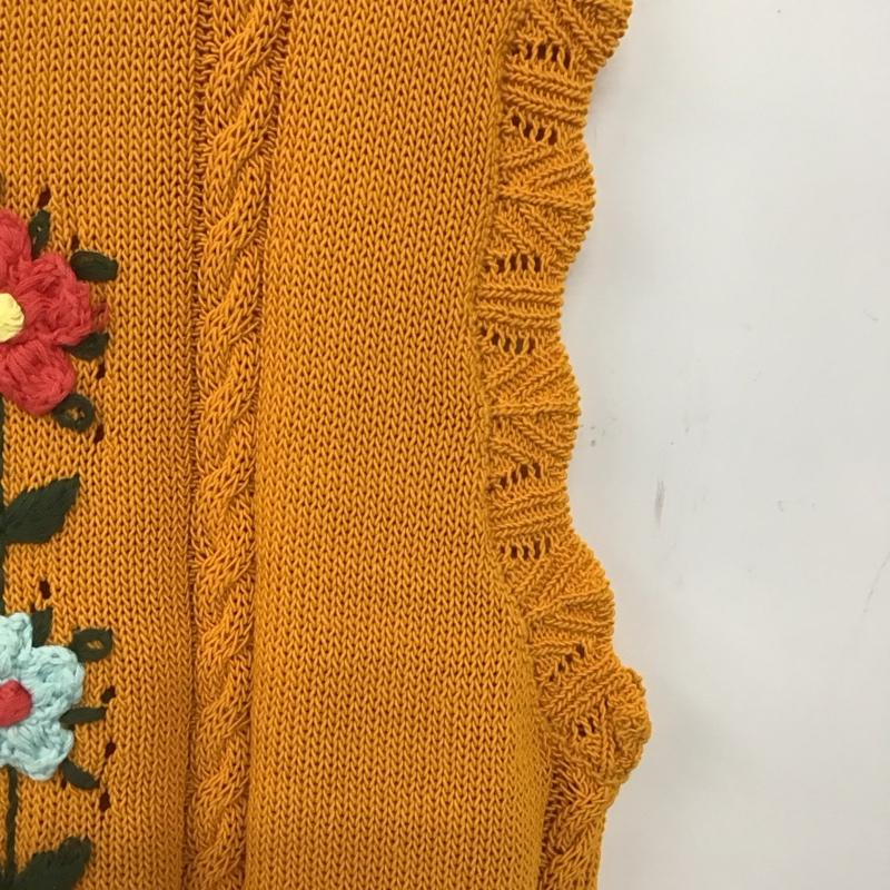 ザラ ZARA ベスト ベスト ニットベスト プルオーバーベスト L 刺繍 橙 / オレンジ / orange レディース USED 古着 中古 10154472