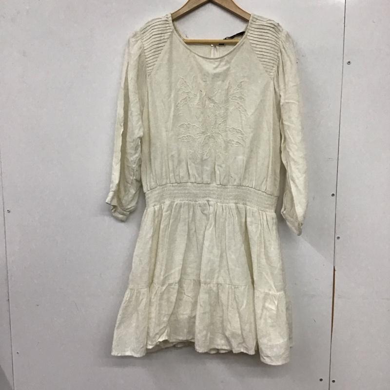 ザラ ZARA ワンピース ロングスカート 長袖ロングワンピース フレアスカート XL  アイボリー / アイボリー / レディース USED 古着 中古 10154476