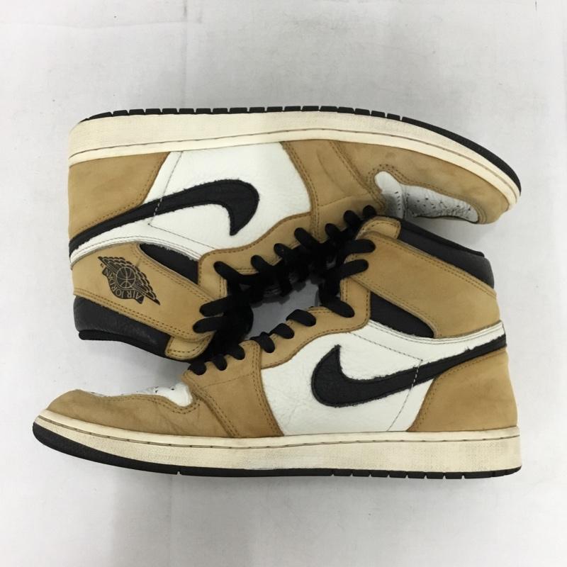 ナイキ NIKE スニーカー スニーカー 555088-700 AIR JORDAN 1 RETRO HIGH OG ROOKIE OF THE YEAR 29cm 29.0cm ロゴ、文字 白 / ホワイト / white X 黒 / ブラック / black X ベージュ / ベージュ / beige メンズ USED 古着 中古 10154486