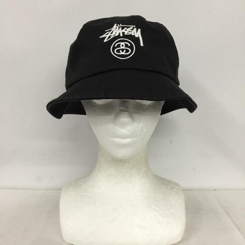 ステューシー STUSSY 帽子 ハット バケットハット バケハ コットン ロゴ、文字 黒 / ブラック / black メンズ USED 古着 中古 10154497