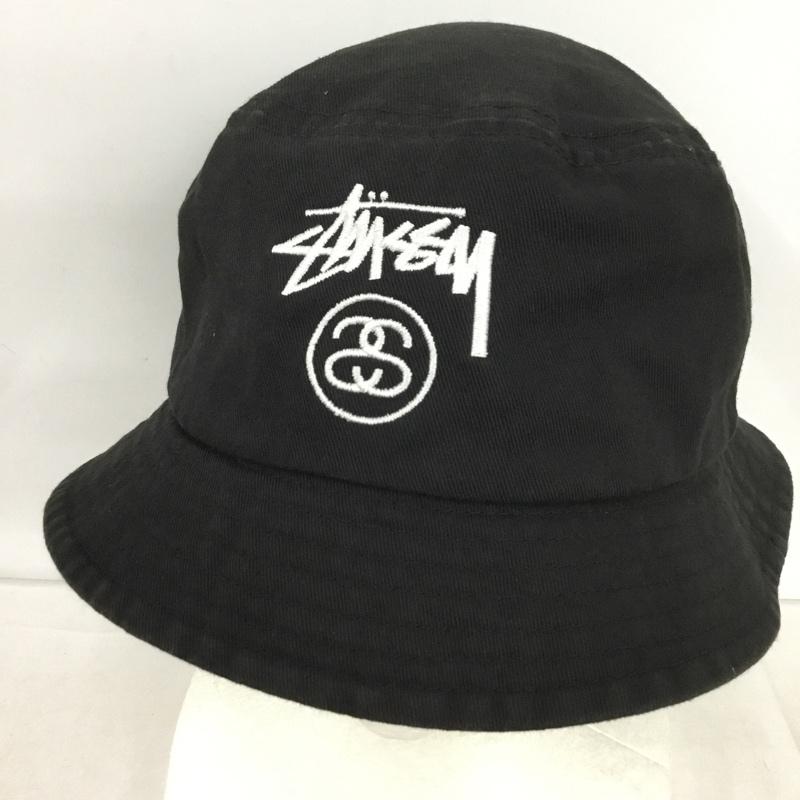 ステューシー STUSSY 帽子 ハット バケットハット バケハ コットン ロゴ、文字 黒 / ブラック / black メンズ USED 古着 中古 10154497