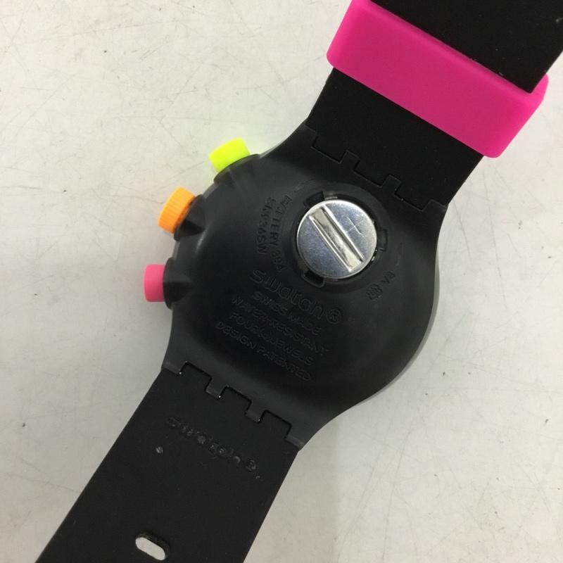 スウォッチ Swatch 腕時計 アナログ（クォーツ式） ロゴ、文字 黒 / ブラック / black X 桃 / ピンク / pink X 橙 / オレンジ / orange X 黄 / イエロー / yellow メンズ USED 古着 中古 10154506