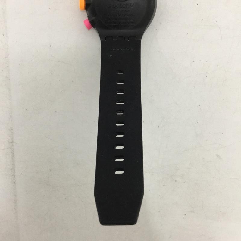 スウォッチ Swatch 腕時計 アナログ（クォーツ式） ロゴ、文字 黒 / ブラック / black X 桃 / ピンク / pink X 橙 / オレンジ / orange X 黄 / イエロー / yellow メンズ USED 古着 中古 10154506