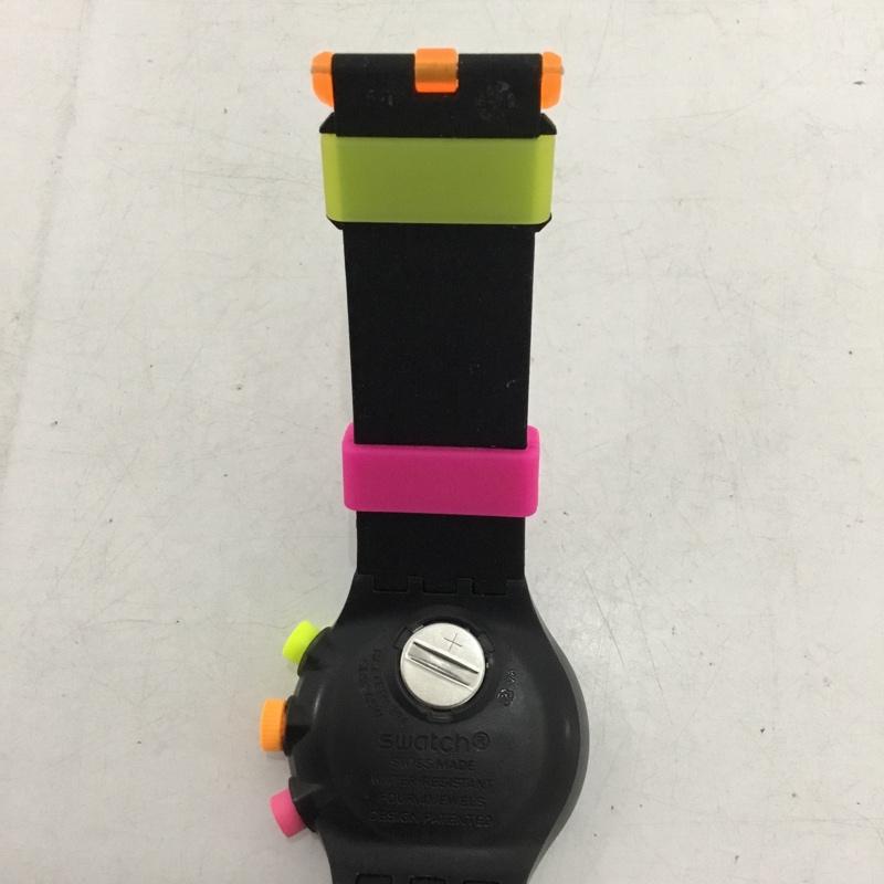 スウォッチ Swatch 腕時計 アナログ（クォーツ式） ロゴ、文字 黒 / ブラック / black X 桃 / ピンク / pink X 橙 / オレンジ / orange X 黄 / イエロー / yellow メンズ USED 古着 中古 10154506