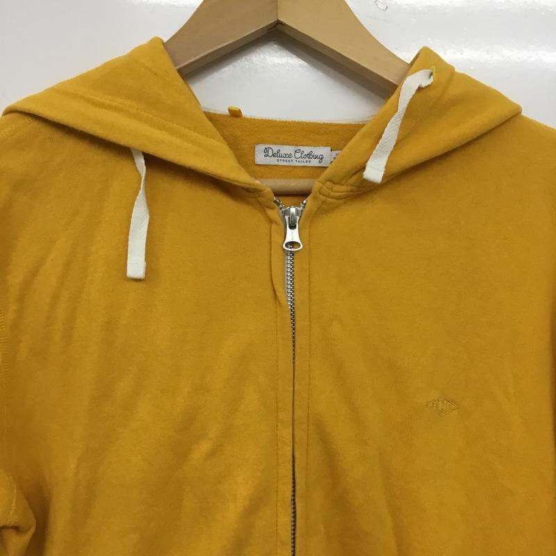 デラックス クロージング Deluxe Clothing パーカー 長袖 フルジップ ジップアップ フーディー コットン M ロゴ、文字 黄 / イエロー / yellow メンズ USED 古着 中古 10154513