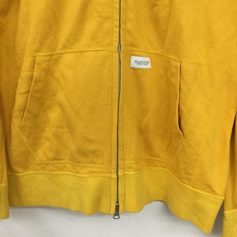 デラックス クロージング Deluxe Clothing パーカー 長袖 フルジップ ジップアップ フーディー コットン M ロゴ、文字 黄 / イエロー / yellow メンズ USED 古着 中古 10154513
