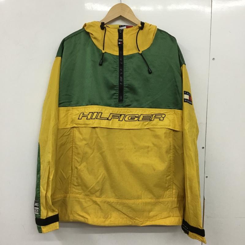 トミーヒルフィガー TOMMY HILFIGER ジャケット、上着 ジャケット、ブレザー ナイロンジャケット プルオーバー ハーフジップ L ロゴ、文字 緑 / グリーン / green X 黄 / イエロー / yellow メンズ USED 古着 中古 10154516