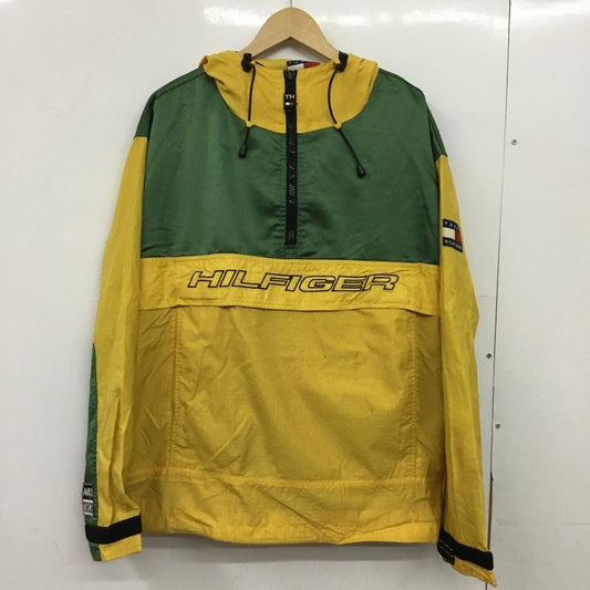 トミーヒルフィガー TOMMY HILFIGER ジャケット、上着 ジャケット、ブレザー ナイロンジャケット プルオーバー ハーフジップ L ロゴ、文字 緑 / グリーン / green X 黄 / イエロー / yellow メンズ USED 古着 中古 10154516