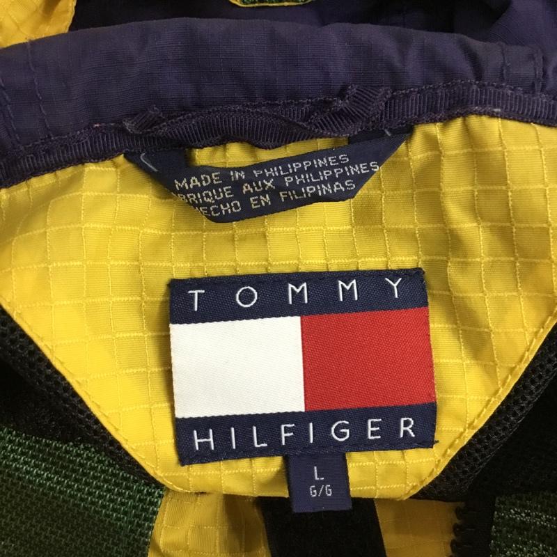 トミーヒルフィガー TOMMY HILFIGER ジャケット、上着 ジャケット、ブレザー ナイロンジャケット プルオーバー ハーフジップ L ロゴ、文字 緑 / グリーン / green X 黄 / イエロー / yellow メンズ USED 古着 中古 10154516