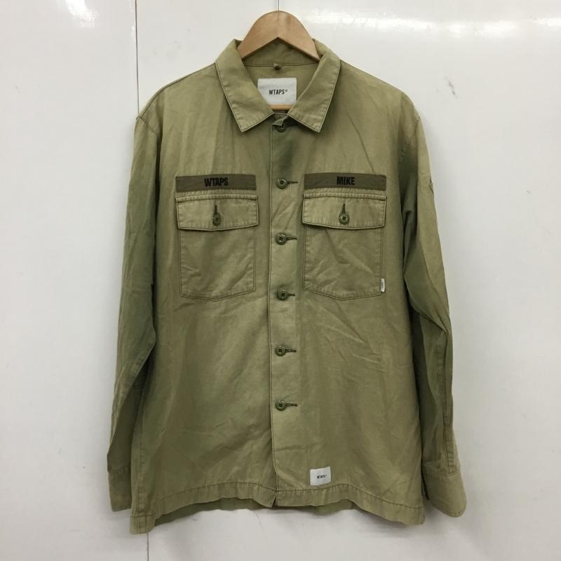 ダブルタップス WTAPS シャツ、ブラウス 長袖 192BRDT-SHM02 ミリタリーシャツ ワークシャツ ロゴ、文字 カーキ / カーキ / khaki メンズ USED 古着 中古 10154522