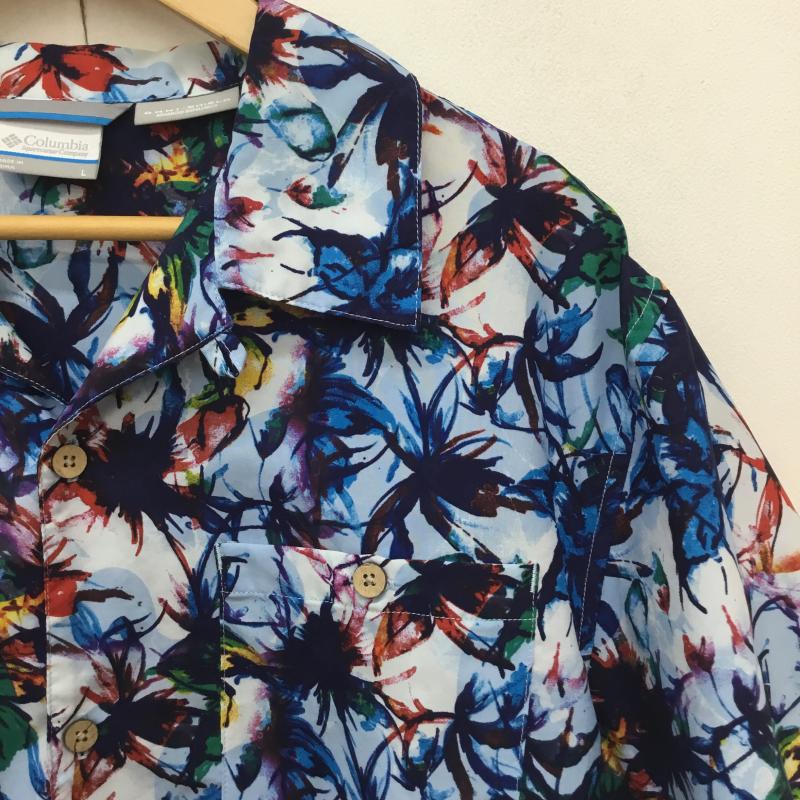 コロンビア Columbia シャツ、ブラウス 半袖 Columbia Keawaka SS Shirt ブルー PM7236 L 花柄 青 / ブルー / blue メンズ USED 古着 中古 10154543