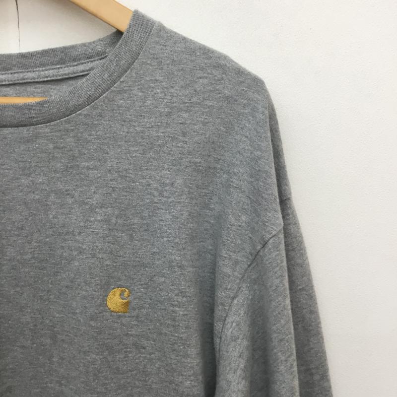 カーハート Carhartt Tシャツ 長袖 carhartt L/S CHASE T-SHIRT Gray / Gold L ワンポイント 灰 / グレー / gray メンズ USED 古着 中古 10154547
