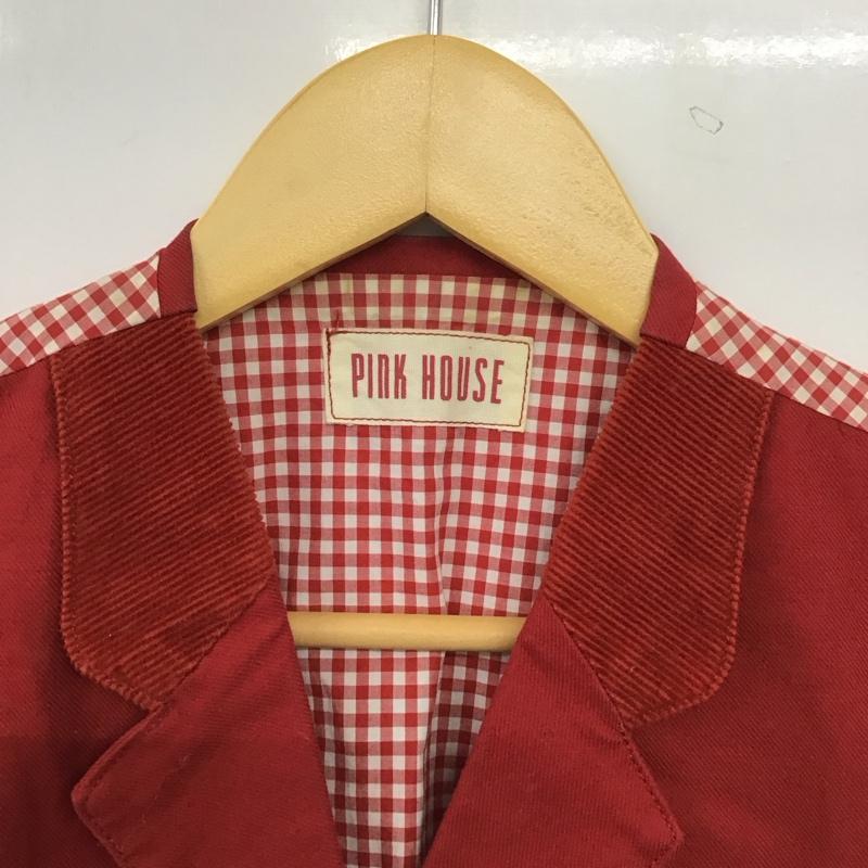 ピンクハウス PINK HOUSE ベスト ベスト ベスト ノースリーブカットソー 前ボタン ロゴ、文字 白 / ホワイト / white X 赤 / レッド / red レディース USED 古着 中古 10154548