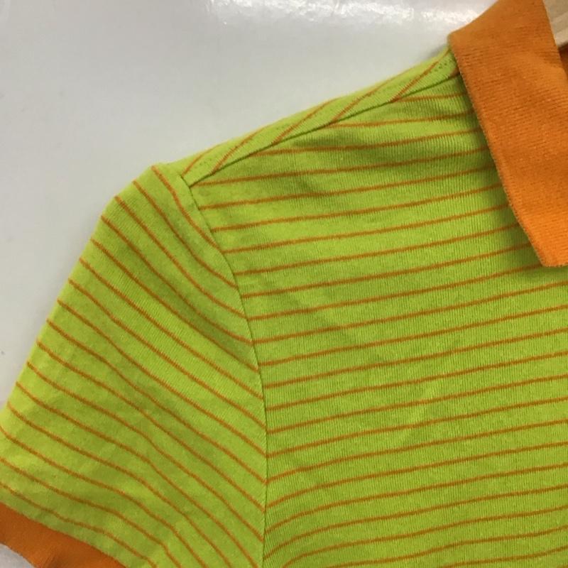ラコステ LACOSTE ポロシャツ 半袖 半袖ポロシャツ カラーシャツ 半袖カットソー 40 ロゴ、文字 橙 / オレンジ / orange X 黄緑 / イエローグリーン / レディース USED 古着 中古 10154549