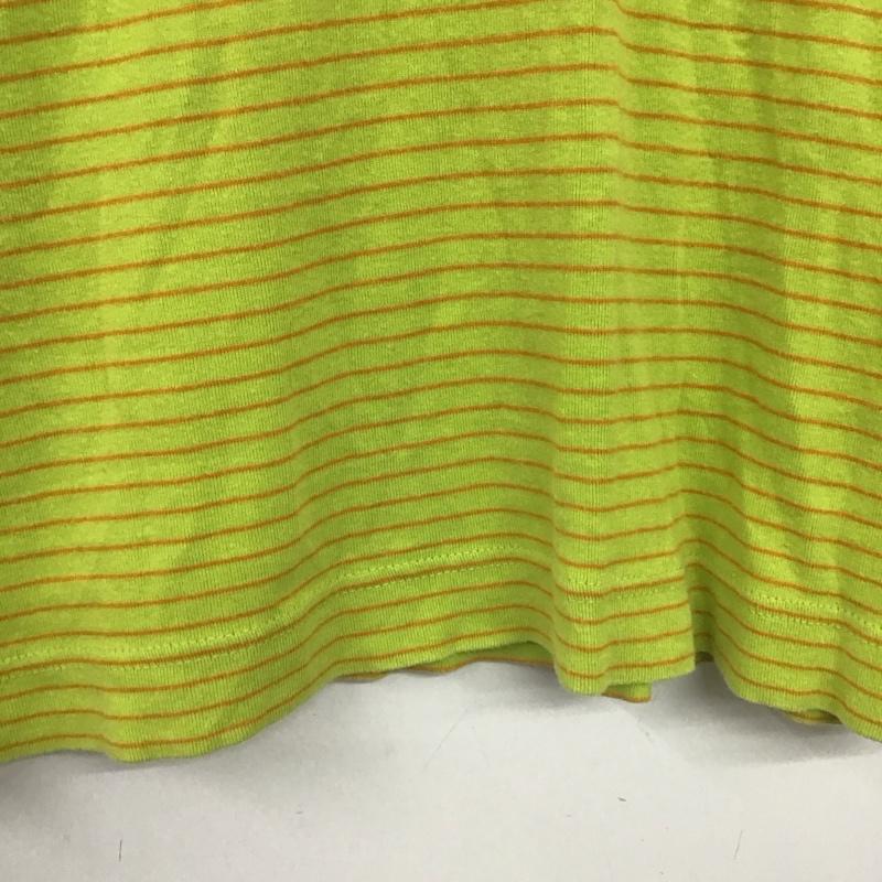 ラコステ LACOSTE ポロシャツ 半袖 半袖ポロシャツ カラーシャツ 半袖カットソー 40 ロゴ、文字 橙 / オレンジ / orange X 黄緑 / イエローグリーン / レディース USED 古着 中古 10154549
