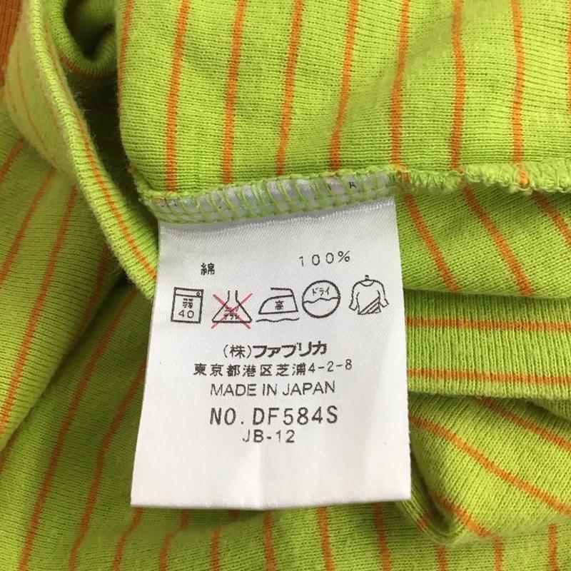 ラコステ LACOSTE ポロシャツ 半袖 半袖ポロシャツ カラーシャツ 半袖カットソー 40 ロゴ、文字 橙 / オレンジ / orange X 黄緑 / イエローグリーン / レディース USED 古着 中古 10154549