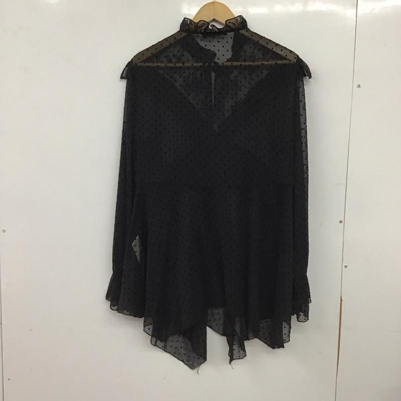 ザラ ZARA シャツ、ブラウス 長袖 長袖シャツ フリルシャツ プルオーバー L 総柄 黒 / ブラック / black レディース USED 古着 中古 10154551