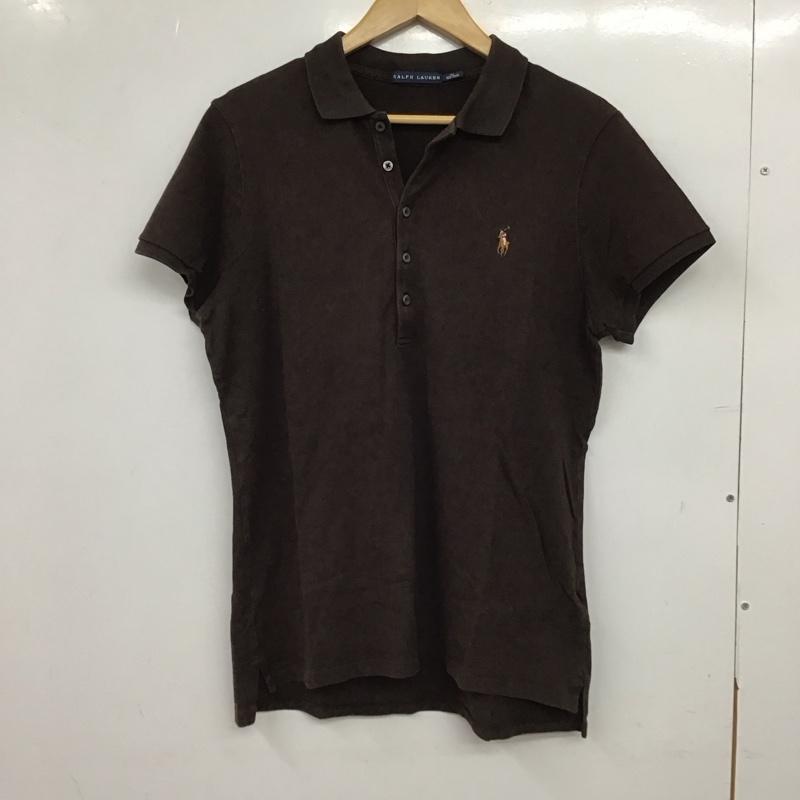 ラルフローレン RALPHLAUREN ポロシャツ 半袖 半袖ポロシャツ カラーシャツ 半袖カットソー XL ロゴ、文字 茶 / ブラウン / brown レディース USED 古着 中古 10154561