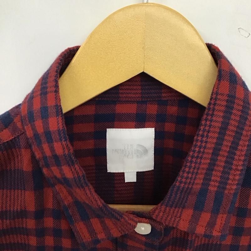 ザノースフェイス THE NORTH FACE シャツ、ブラウス 長袖 nrw61706 ネルシャツ チェックシャツ L チェック 赤 / レッド / red X 紺 / ネイビー / navy レディース USED 古着 中古 10154562