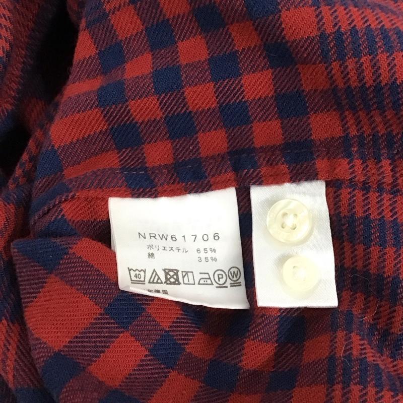 ザノースフェイス THE NORTH FACE シャツ、ブラウス 長袖 nrw61706 ネルシャツ チェックシャツ L チェック 赤 / レッド / red X 紺 / ネイビー / navy レディース USED 古着 中古 10154562