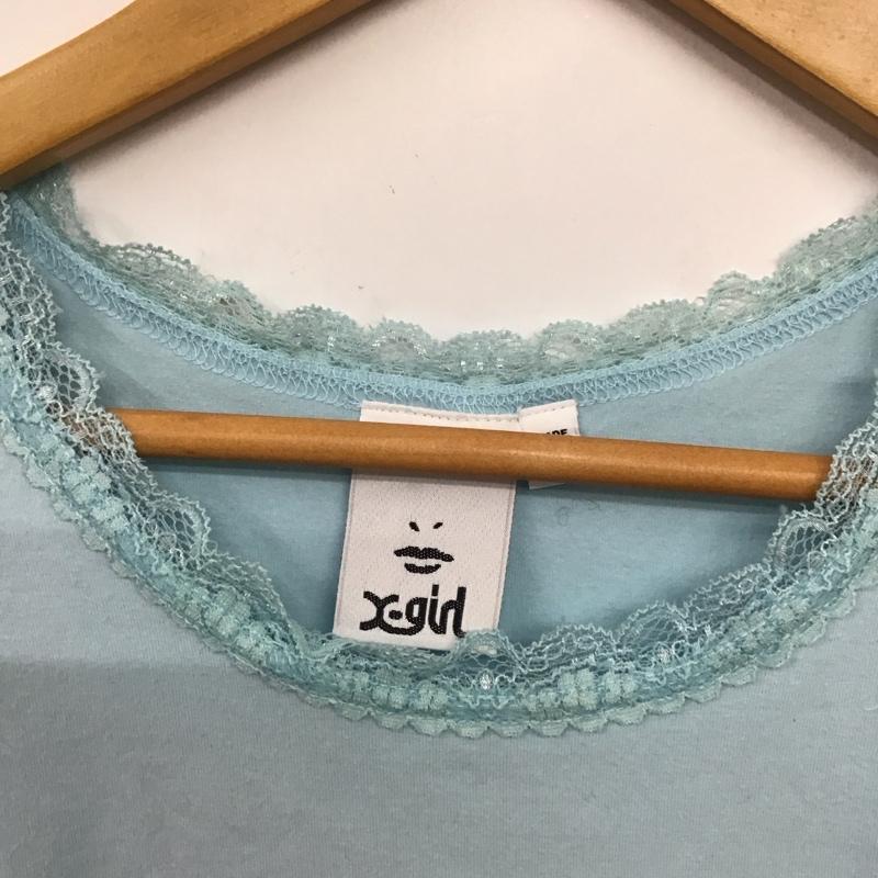 エックスガール X-girl Tシャツ 半袖 半袖カットソー プリントTシャツ クルーネックカットソー S ロゴ、文字 水色 / ライトブルー / レディース USED 古着 中古 10154567