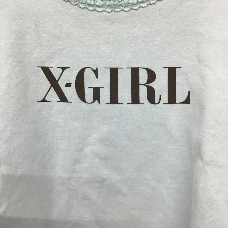 エックスガール X-girl Tシャツ 半袖 半袖カットソー プリントTシャツ クルーネックカットソー S ロゴ、文字 水色 / ライトブルー / レディース USED 古着 中古 10154567