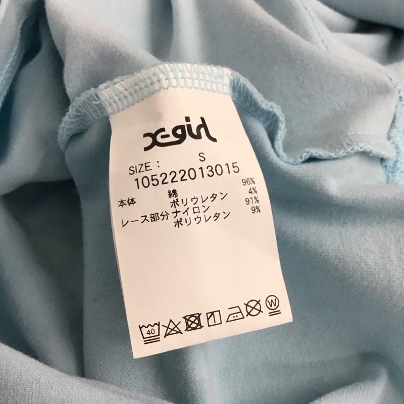 エックスガール X-girl Tシャツ 半袖 半袖カットソー プリントTシャツ クルーネックカットソー S ロゴ、文字 水色 / ライトブルー / レディース USED 古着 中古 10154567