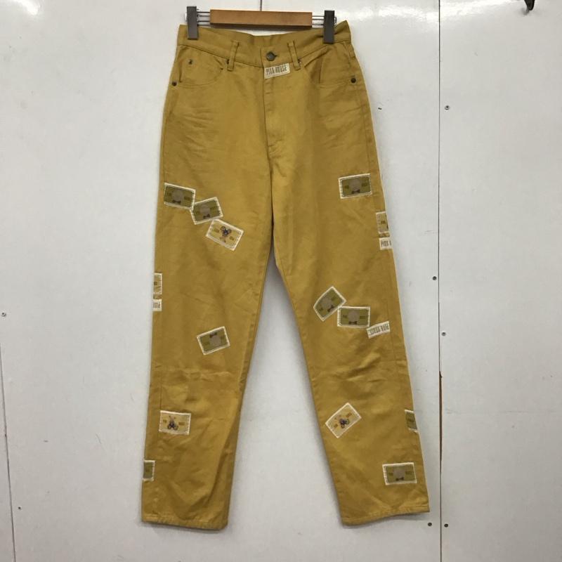 ピンクハウス PINK HOUSE パンツ デニム、ジーンズ カジュアルパンツ ワイドパンツ L ロゴ、文字 黄 / イエロー / yellow レディース USED 古着 中古 10154573